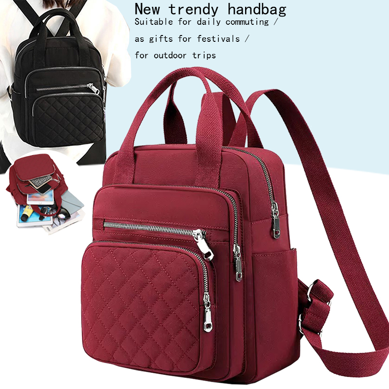 Fashion Backpack Women - Mochila Minimalista Diária Impermeável com Zíperes